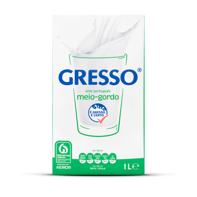 Leite UHT Gresso Meio Gordo 1L